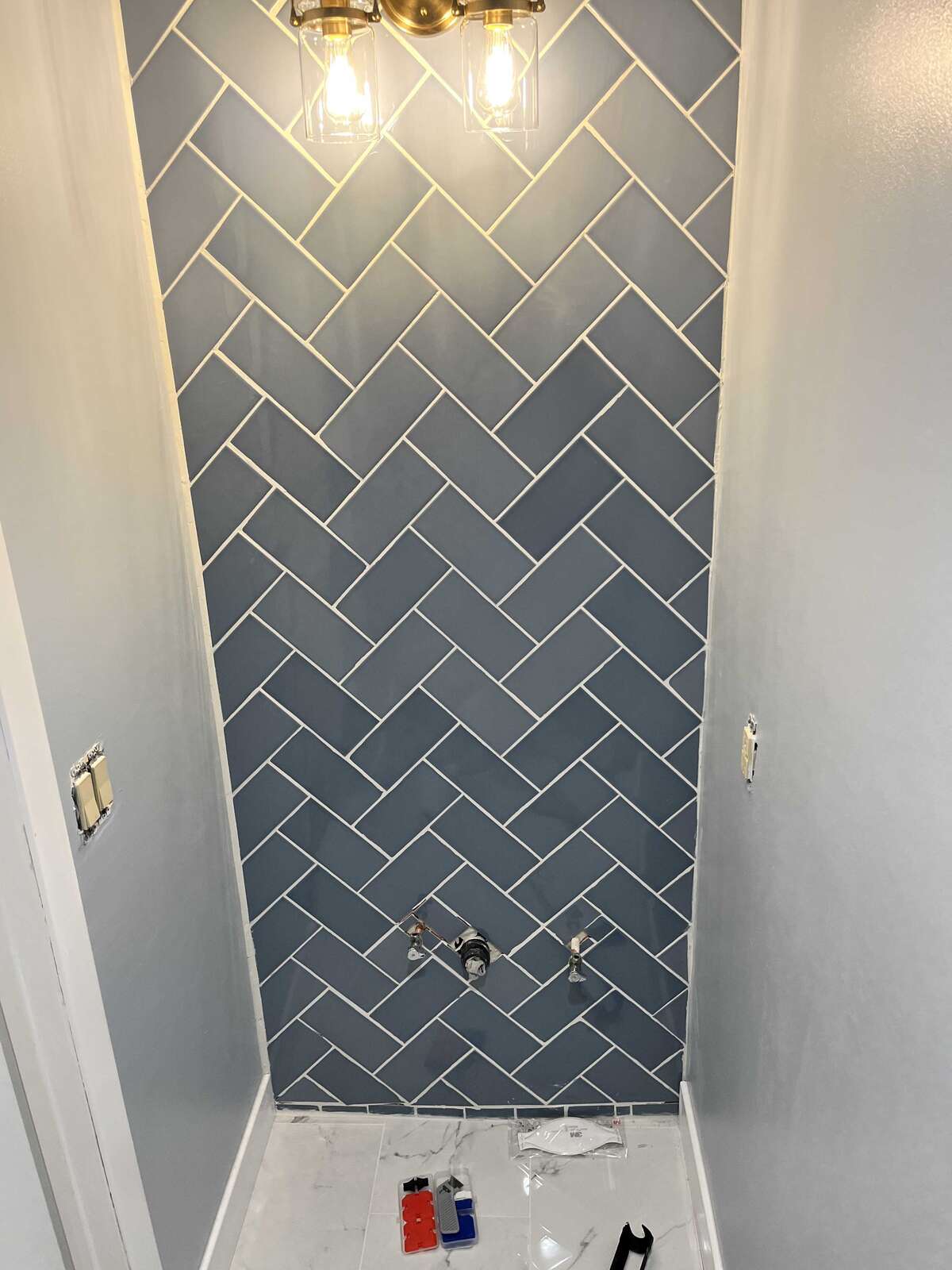 Herringbone backsplash